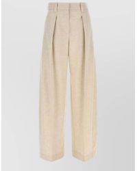 Brunello Cucinelli - Wide Leg High Waist Wool Blend Pants - Lyst