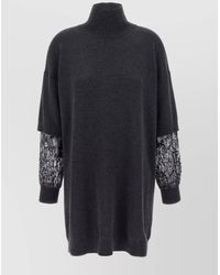 Brunello Cucinelli - Sequin Sleeve Knit Dress - Lyst