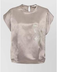 Panicale - Satin Blouse And Trousers Embroidery Detail - Lyst