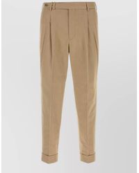 PT Torino - Cotton Tailored Trousers Pleated Front Cuffed Hem - Lyst