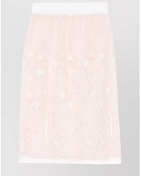 P.A.R.O.S.H. - Silk Floral-Embroidered Midi Skirt - Lyst