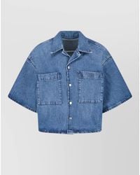 Alexander Wang - Cropped Denim Short-Sleeve Shirt - Lyst