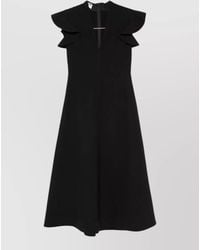 Moschino - V-Neck Ruffled-Sleeve A-Line Midi Dress - Lyst