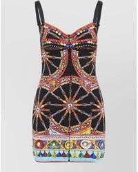 Dolce & Gabbana - Carretto Print Charmeuse Mini Beach Dress - Lyst