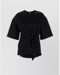 Nanushka - Satin T-Shirt Besia Waist Belted Round Neck - Lyst