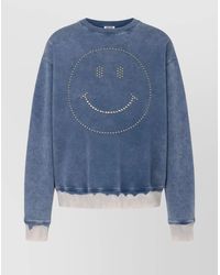 Moschino - Crewneck Sweater With Studded Smiley Face - Lyst