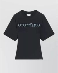 Courreges - Logo-Print Cotton A-Line Mini Dress - Lyst