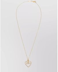 Dolce & Gabbana - Crystal-Embellished Heart Logo Pendant Necklace - Lyst