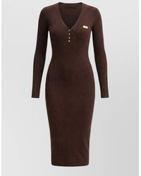 Elisabetta Franchi - Knit Dress V Neckline Long Sleeves - Lyst