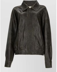 Alysi - Leather Bomber Jacket - Lyst