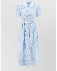 Self-Portrait - Knee Length Dress Short Sleeves Lace Belt - Lyst