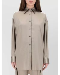 Tom Ford - Collared Neck Long Sleeves Pleated Back Top - Lyst