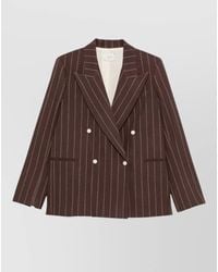Alysi - Wool Pinstripe Double Breasted Tailored Jacket - Lyst