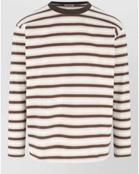 AURALEE - Crew Neck Striped Long Sleeve Knit Top - Lyst