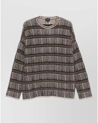 Giorgio Armani - Striped Crew Neck Long Sleeve Top - Lyst