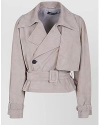 DR. HOPE - Suede Cropped Trench Jacket - Lyst
