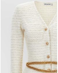 Self-Portrait - Textured Knit V-Neck Long-Sleeve Pleated Maxi Dress - Lyst