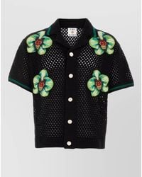 CASABLANCA - Crochet Shirt Mesh Knit Floral Appliqué - Lyst