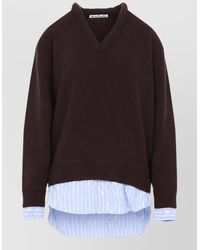 Acne Studios - Wool V-Neck Layered Long-Sleeve Sweater - Lyst