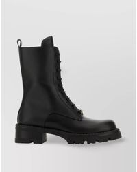 Versace - Leather Lace-Up Ankle Boots - Lyst