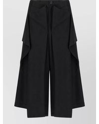 Issey Miyake - Wool Draped Wide-Leg Trousers - Lyst