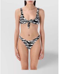 The Attico - Zebra Knot Detail High-Cut Bikini - Lyst