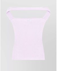 Courreges - Sleeveless Ribbed Knit Off-The-Shoulder Top - Lyst