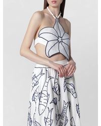 FARM Rio - Halter Neck Cut Out Floral Embroidered Dress - Lyst