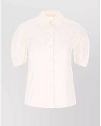 Chloé - Cotton Blouse With Embroidered Patterns And Puff Sleeves - Lyst