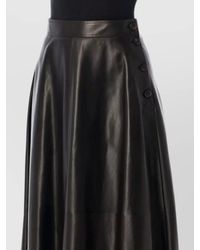 Ralph Lauren - High Waist Leather A Line Midi Skirt - Lyst