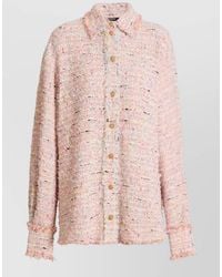 Balmain - Tweed Shirt Jacket Long Sleeves Lion Buttons - Lyst