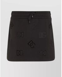 Dolce & Gabbana - Embroidered Logo Cotton Mini Skirt - Lyst
