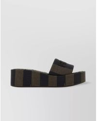 Fendi - Canvas Logo-Embroidered Platform Slides - Lyst