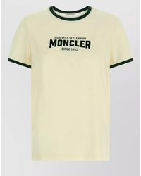 Moncler - Logo Flocked T Shirt Contrast Trim Crewneck - Lyst