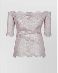 Rabanne - Lace Off-The-Shoulder Top With Scalloped Hem - Lyst