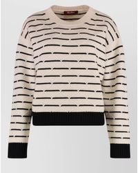 Max Mara - Striped Diamond-Pattern Wool Cashmere Sweater - Lyst