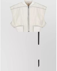 Rick Owens - Cotton Cropped Sleeveless Bomber Vest - Lyst