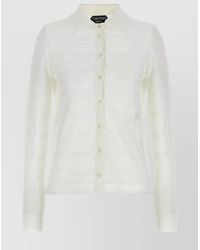 Tom Ford - Silk Cotton Openwork Ribbed Cardigan - Lyst