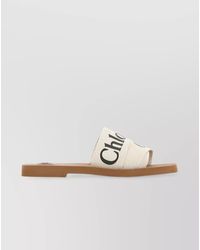 Chloé - Linen Logo-Print Slides - Lyst