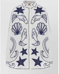 FARM Rio - Fish Shell Star Embroidered Long Sleeve Shirt - Lyst