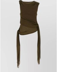 Ganni - Mesh Tank Top Draped Knot Detail - Lyst