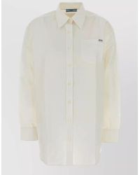 Prada - Linen Blend Shirt Chest Pocket Long Sleeves - Lyst