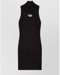 DIESEL - Viscose Ribbed Slim-Fit Turtleneck Sleeveless Mini Dress - Lyst