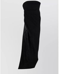 Rick Owens - Virgin Wool Strapless Asymmetric Draped Long Dress - Lyst