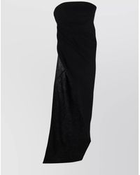 Rick Owens - Virgin Wool Strapless Asymmetric Draped Long Dress - Lyst