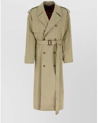 Balenciaga - Cotton Double-Breasted Belted Midi Trench Coat - Lyst