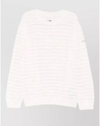 MM6 by Maison Margiela - Striped Cotton Knitted Logo Appliqué Crewneck Sweater - Lyst
