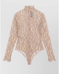 Valentino - Lace High Neck Floral Sheer Top - Lyst