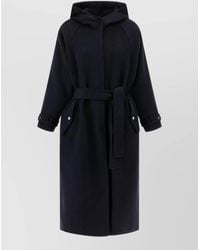 Pinko - Cartoccio Hooded Coat Belted Waist Buttons - Lyst
