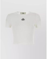 Fendi - Ribbed Cropped Slim-Fit Cotton T-Shirt - Lyst